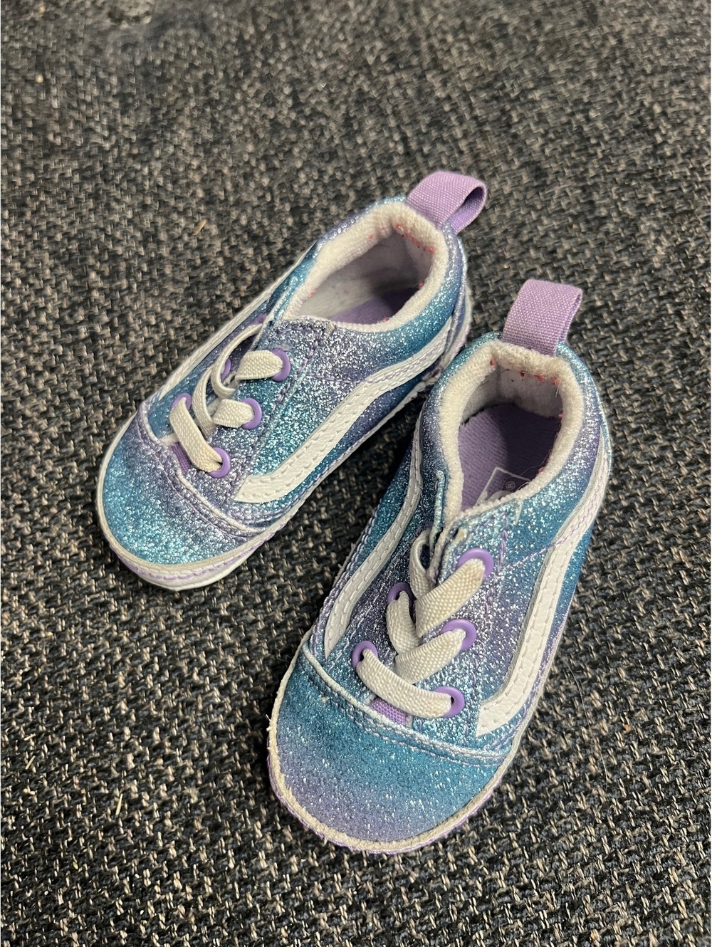 Vans toddler glitter Old Skool crib shoes blue purple